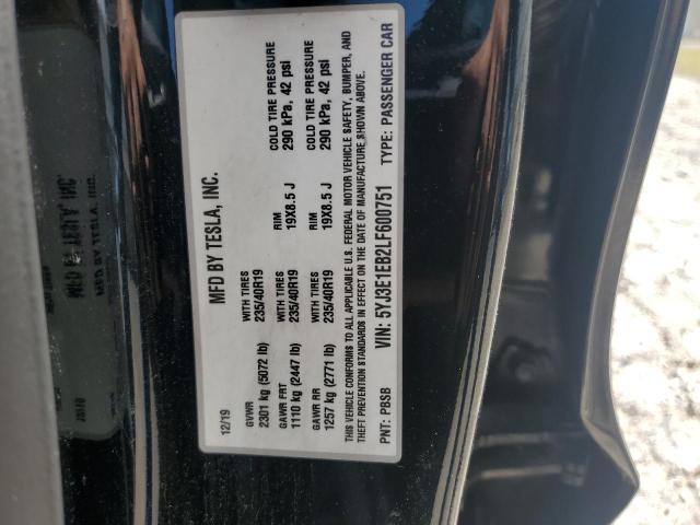 5YJ3E1EB2LF600751 - 2020 TESLA MODEL 3 Qara foto 12