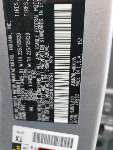 5TDEBRCH1LS006784 - 2020 TOYOTA HIGHLANDER HYBRID PLATINUM SILVER photo 13