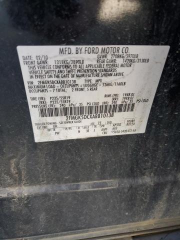 2FMGK5DCXABB10138 - 2010 FORD FLEX LIMITED BLACK photo 14