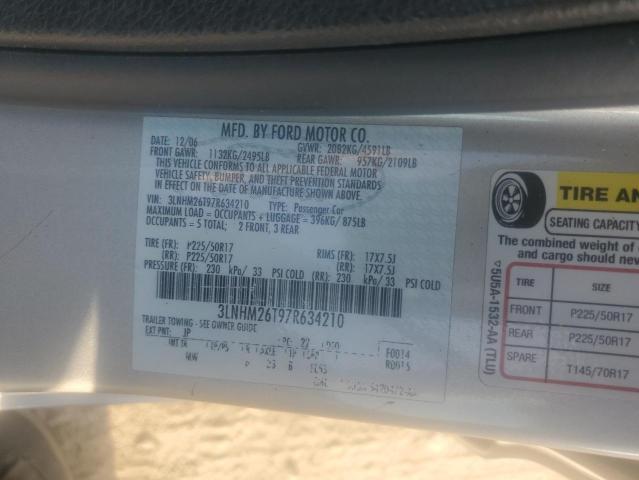 3LNHM26T97R634210 - 2007 LINCOLN MKZ GOLD photo 12