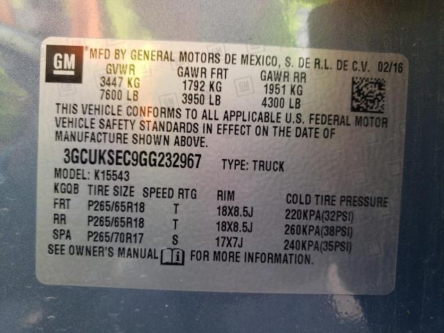 3GCUKSEC9GG232967 - 2016 CHEVROLET silverado K1500 LTZ BLUE photo 13