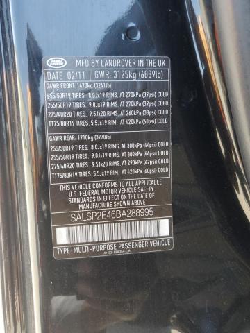 SALSP2E46BA288995 - 2011 LAND ROVER RANGE ROVE AUTOBIOGRAPHY BLACK photo 14