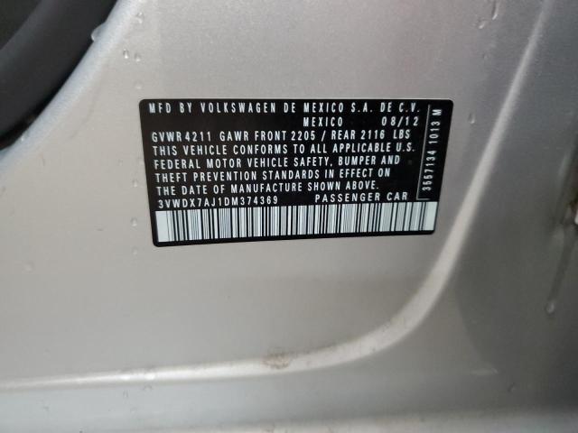 3VWDX7AJ1DM374369 - 2013 VOLKSWAGEN JETTA SE SILVER photo 12