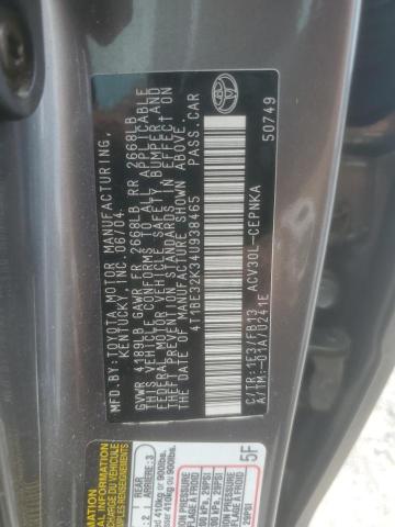 4T1BE32K34U938465 - 2004 TOYOTA CAMRY LE GRAY photo 12