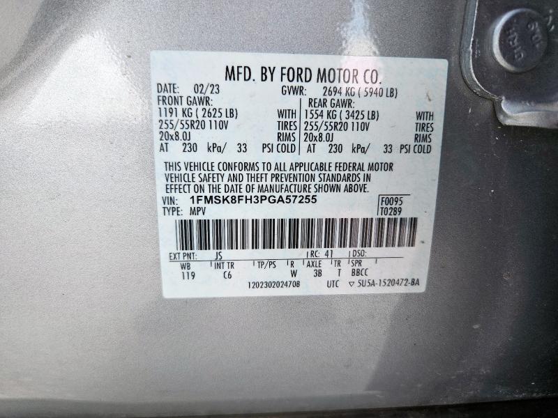 1FMSK8FH3PGA57255 - 2023 FORD EXPLORER LIMITED SILVER photo 14