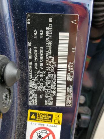 5TDKKRFH8FS069142 - 2015 TOYOTA HIGHLANDER XLE BLUE photo 13