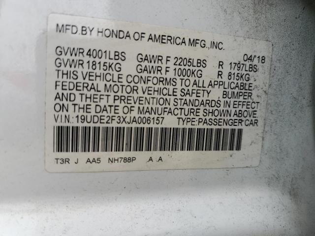 19UDE2F3XJA006157 - 2018 ACURA ILX BASE WATCH PLUS WHITE photo 12