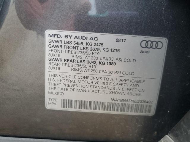 WA1BNAFY8J2038492 - 2018 AUDI Q5 PREMIUM PLUS GRAY photo 13