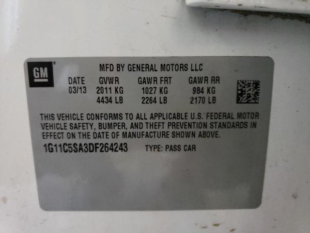 1G11C5SA3DF264243 - 2013 CHEVROLET MALIBU 1LT 白色 照片 12