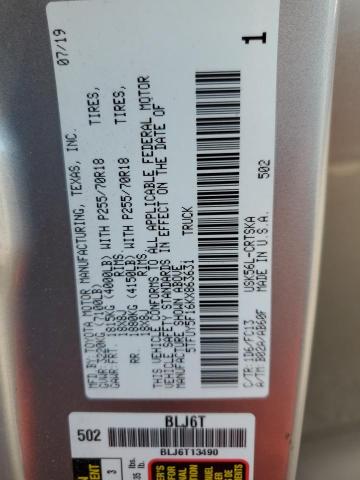 5TFUY5F16KX863631 - 2019 TOYOTA TUNDRA DOUBLE CAB SR/SR5 SILVER photo 12