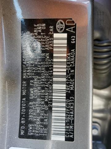 2T1BURHE7KC141125 - 2019 TOYOTA COROLLA L Grafit foto 13