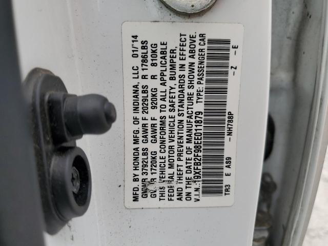 19XFB2F98EE011879 - 2014 HONDA CIVIC EXL WHITE photo 12