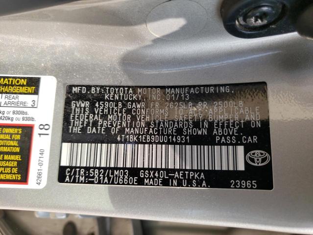 4T1BK1EB9DU014931 - 2013 TOYOTA AVALON BASE 金色 照片 12