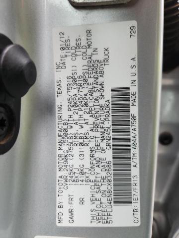 5TFLU4EN8CX032686 - 2012 TOYOTA TACOMA DOUBLE CAB Gümüş foto 12