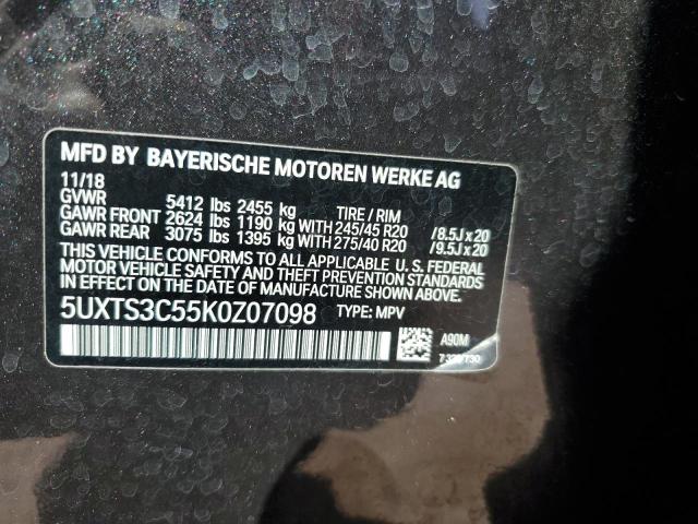 5UXTS3C55K0Z07098 - 2019 BMW X3 XDRIVEM40I GRAY photo 13