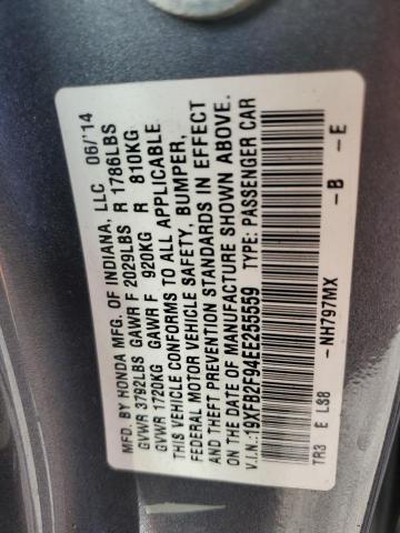 19XFB2F94EE255559 - 2014 HONDA CIVIC EXL GRAY photo 12