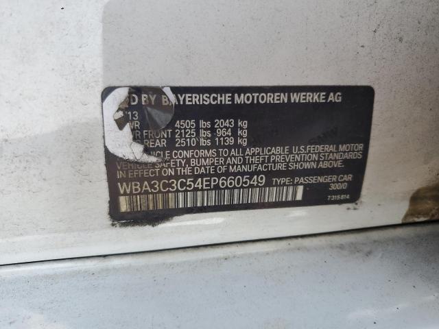 WBA3C3C54EP660549 - 2014 BMW 320 I XDRIVE WHITE photo 12