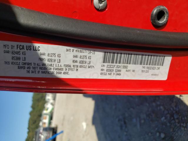 2C3CDZFJ5GH118982 - 2016 DODGE CHALLENGER R/T SCAT PACK RED photo 10