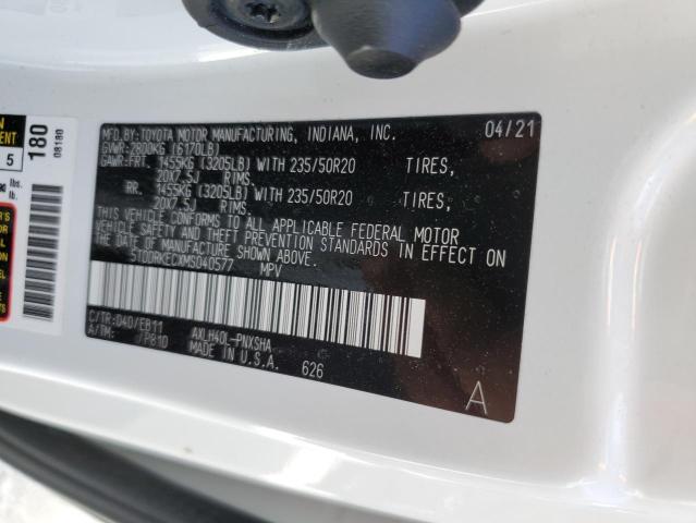 5TDDRKECXMS040577 - 2021 TOYOTA SIENNA XSE WHITE photo 10