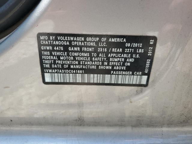 1VWAP7A31DC041661 - 2013 VOLKSWAGEN PASSAT S Күміс фото 12