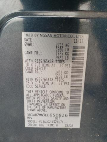 5N1AR2MN3EC650826 - 2014 NISSAN PATHFINDER S BLUE photo 12