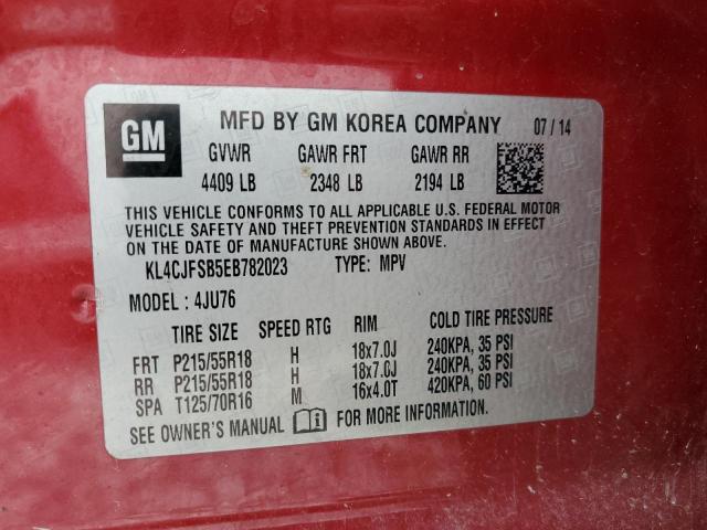 KL4CJFSB5EB782023 - 2014 BUICK ENCORE CONVENIENCE RED photo 13