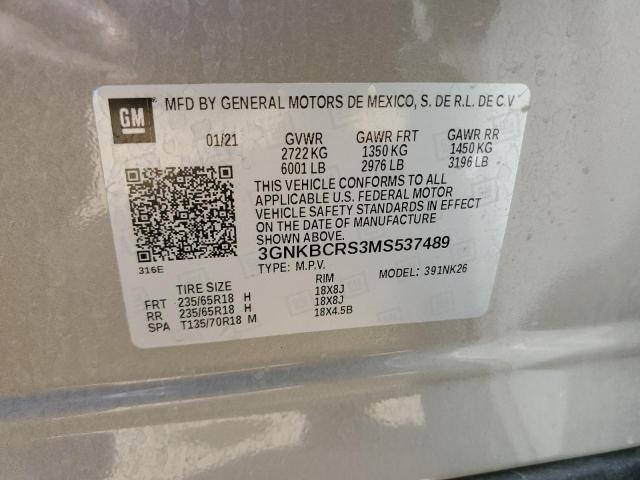 3GNKBCRS3MS537489 - 2021 CHEVROLET BLAZER 2LT GRAY photo 13