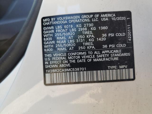 1V2BR2CA9MC538701 - 2021 VOLKSWAGEN ATLAS SEL თეთრი ფოტო 13