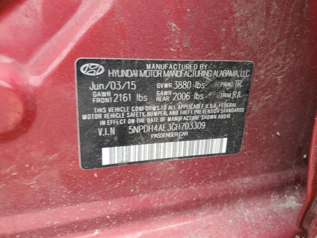 5NPDH4AE3GH703309 - 2016 HYUNDAI ELANTRA SE BURGUNDY photo 11