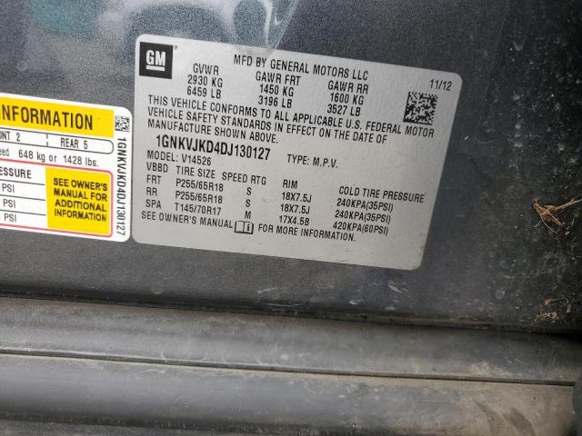 1GNKVJKD4DJ130127 - 2013 CHEVROLET TRAVERSE LT Szary zdjęcie 13