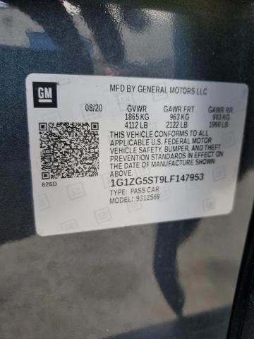 1G1ZG5ST9LF147953 - 2020 CHEVROLET MALIBU RS 石墨色 照片 12