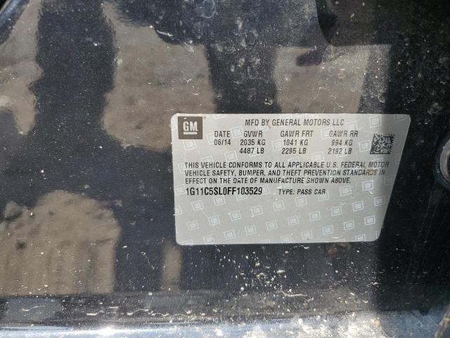 1G11C5SL0FF103529 - 2015 CHEVROLET MALIBU 1LT 黑色 照片 12