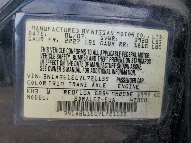 3N1AB61E07L721155 - 2007 NISSAN SENTRA 2.0 BLACK photo 12