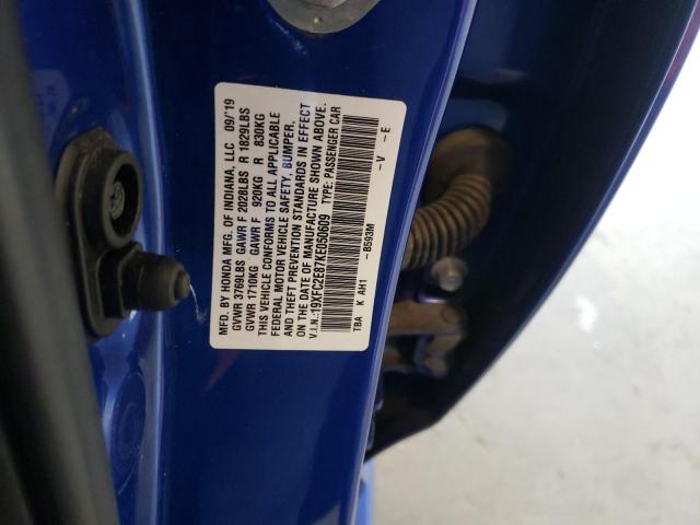 19XFC2E87KE050609 - 2019 HONDA CIVIC SPORT BLUE photo 12