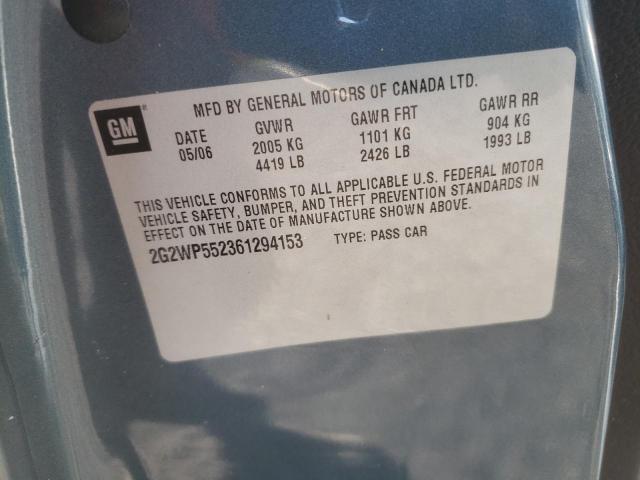 2G2WP552361294153 - 2006 PONTIAC GRAND PRIX 青色 照片 12