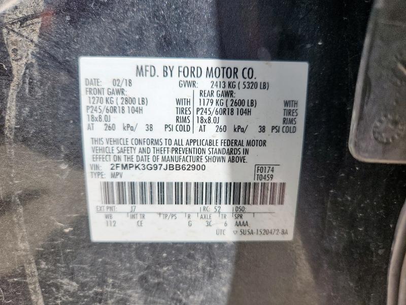 2FMPK3G97JBB62900 - 2018 FORD EDGE SE CHARCOAL photo 14