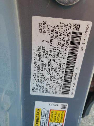 2HGFE2F55PH532734 - 2023 HONDA CIVIC SPORT GRAY photo 12