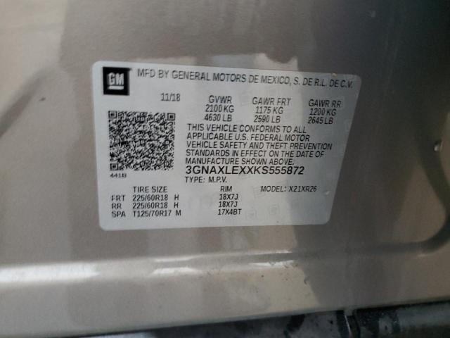 3GNAXLEXXKS555872 - 2019 CHEVROLET EQUINOX LT Marrón foto 13