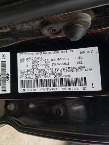 5TFCZ5AN6JX123269 - 2018 TOYOTA TACOMA DOUBLE CAB შავი ფოტო 10