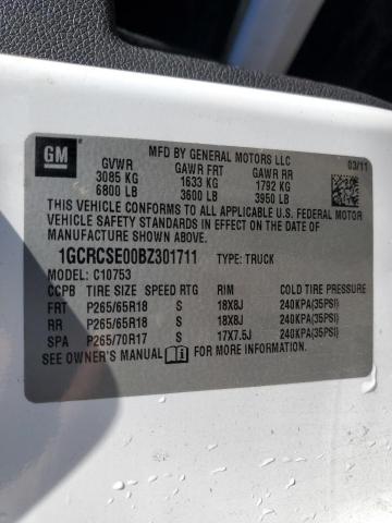 1GCRCSE00BZ301711 - 2011 CHEVROLET SILVERADO C1500 LT 白色 照片 12