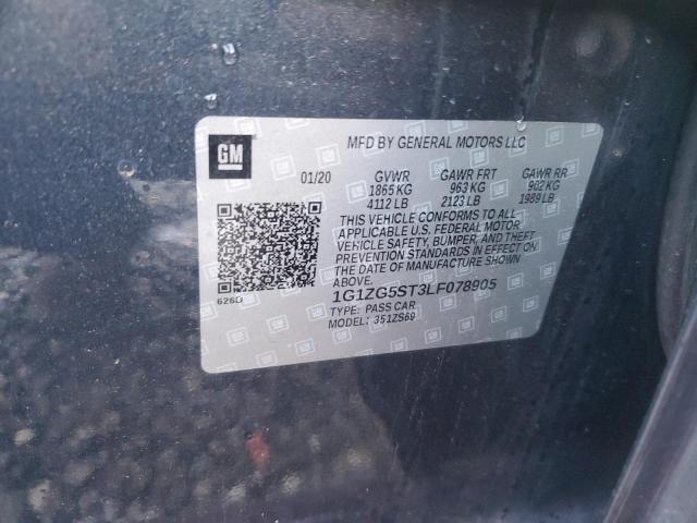 1G1ZG5ST3LF078905 - 2020 CHEVROLET MALIBU RS 蓝色 照片 12