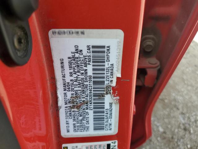 2T1KR32E94C311060 - 2004 TOYOTA COROLLA MA XR RED photo 12