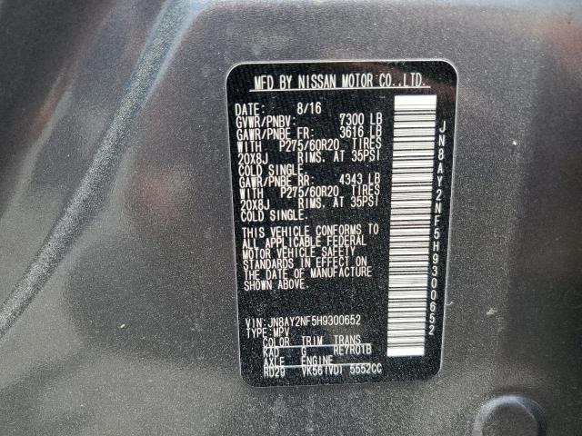 JN8AY2NF5H9300652 - 2017 NISSAN ARMADA PLATINUM 灰色 照片 14