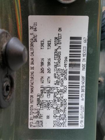 3TMCZ5AN7MM418245 - 2021 TOYOTA TACOMA DOUBLE CAB 绿色 照片 10