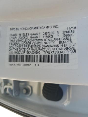 1HGCV3F16KA000390 - 2019 HONDA ACCORD HYBRID WHITE photo 12