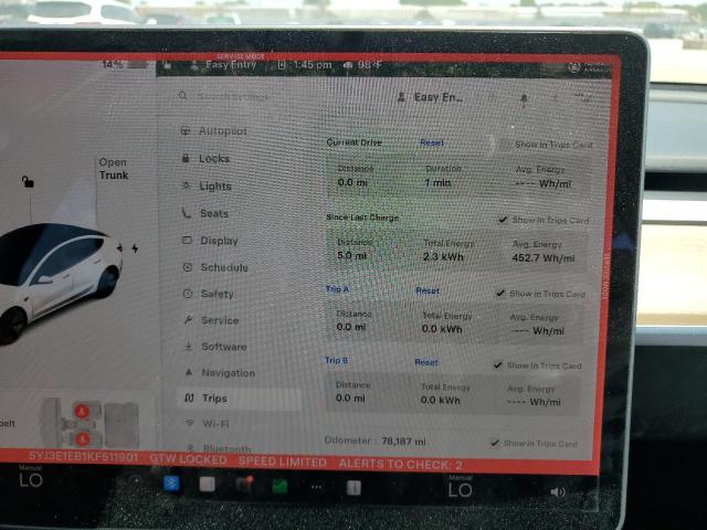 5YJ3E1EB1KF511901 - 2019 TESLA MODEL 3 Սպիտակ լուսանկար 9