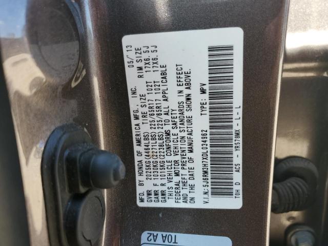 5J6RM3H7XDL034962 - 2013 HONDA CR-V EXL BROWN photo 13