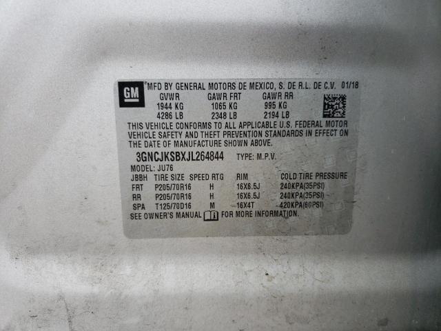 3GNCJKSBXJL264844 - 2018 CHEVROLET TRAX LS SILVER photo 12