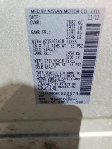 5N1AR2MN5DC622573 - 2013 NISSAN PATHFINDER S SILVER photo 13