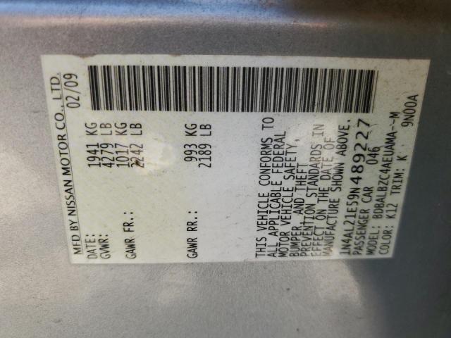 1N4AL21E59N489227 - 2009 NISSAN ALTIMA 2.5 SILVER photo 12